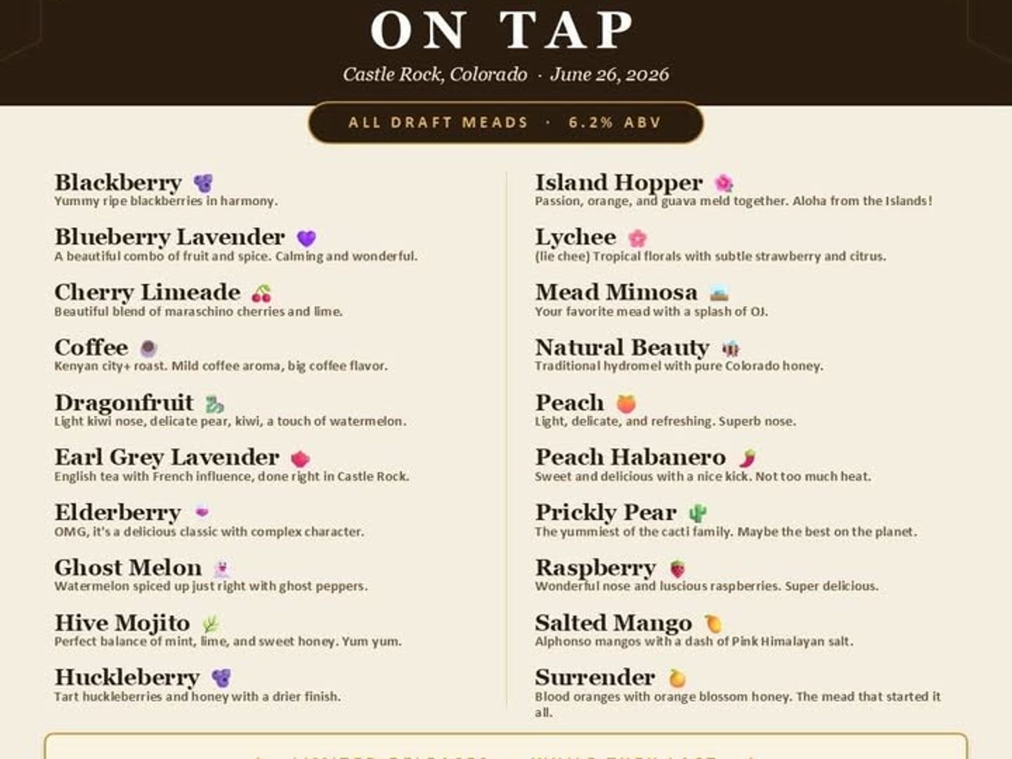 Honnibrook Craft Meadery bar in Castle Rock, Colorado