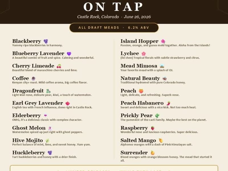 Honnibrook Craft Meadery bar in Castle Rock, Colorado