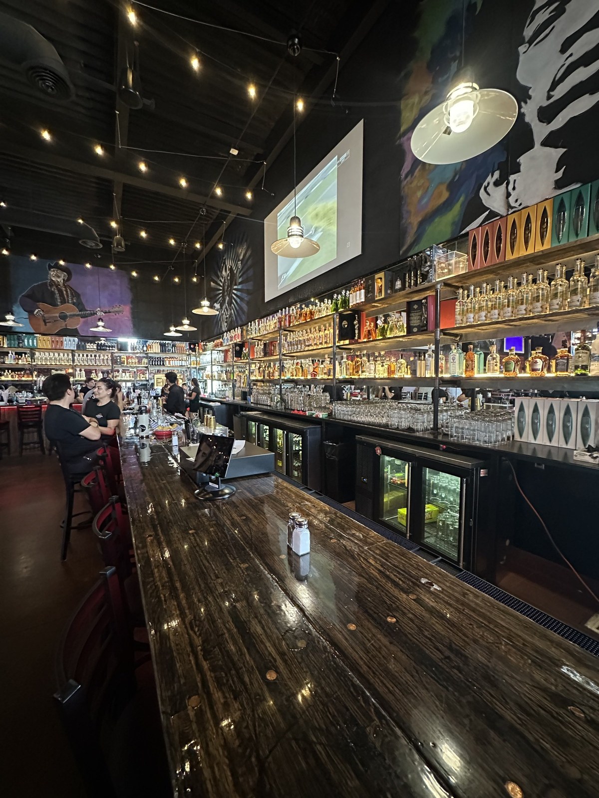 The back bar, under Jimi Hendrix