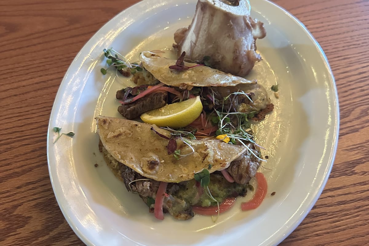Ribeye tacos with roasted bone marrow at JP Cocina & Cantina in Parker