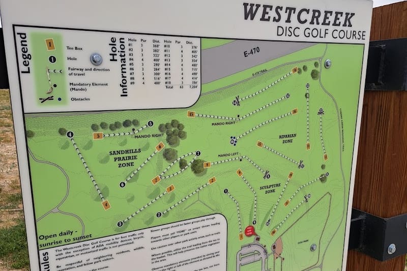 Westcreek Disc Golf Course park in Parker, Colorado