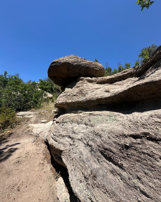 A weathered caprock formation on Gobbler's Pass at Lost Canyon Ranch Open Space, Castle Rock