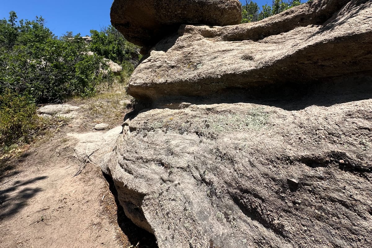 A weathered caprock formation on Gobbler's Pass at Lost Canyon Ranch Open Space, Castle Rock
