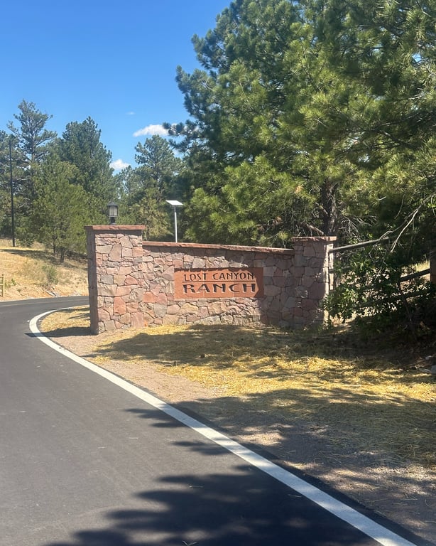 The stone entrance monument sign for Lost Canyon Ranch Open Space, Castle Rock