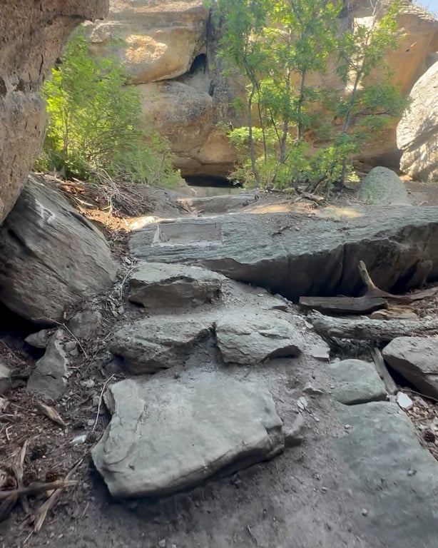 A shaded sandstone rock passage on Gobbler's Pass at Lost Canyon Ranch Open Space, Castle Rock