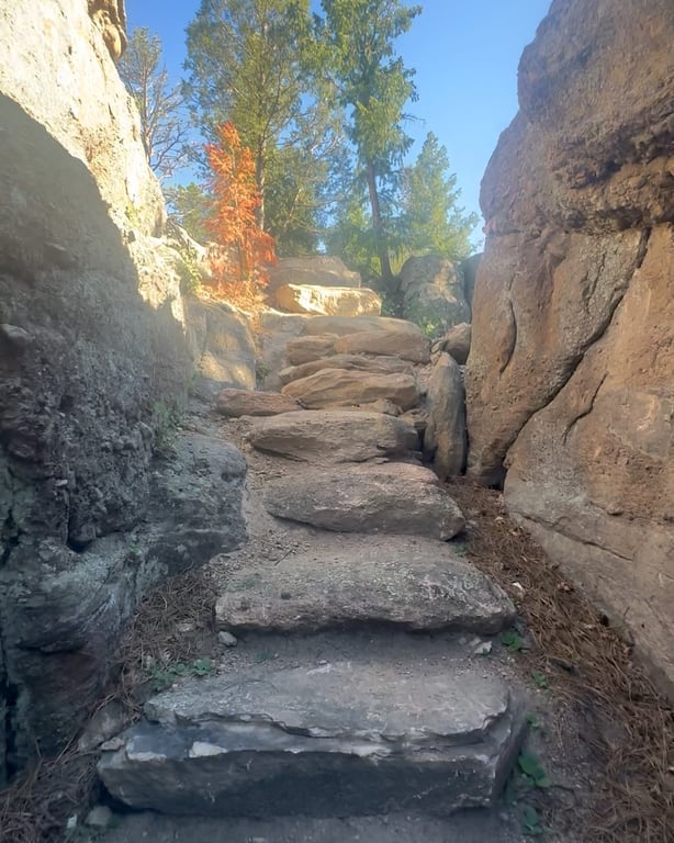 The 39-step stone staircase on the Lost Moccasin Trail at Lost Canyon Ranch Open Space, Castle Rock