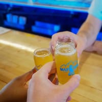 Two beers raised in a toast at the bar at Max Taps in Highlands Ranch
