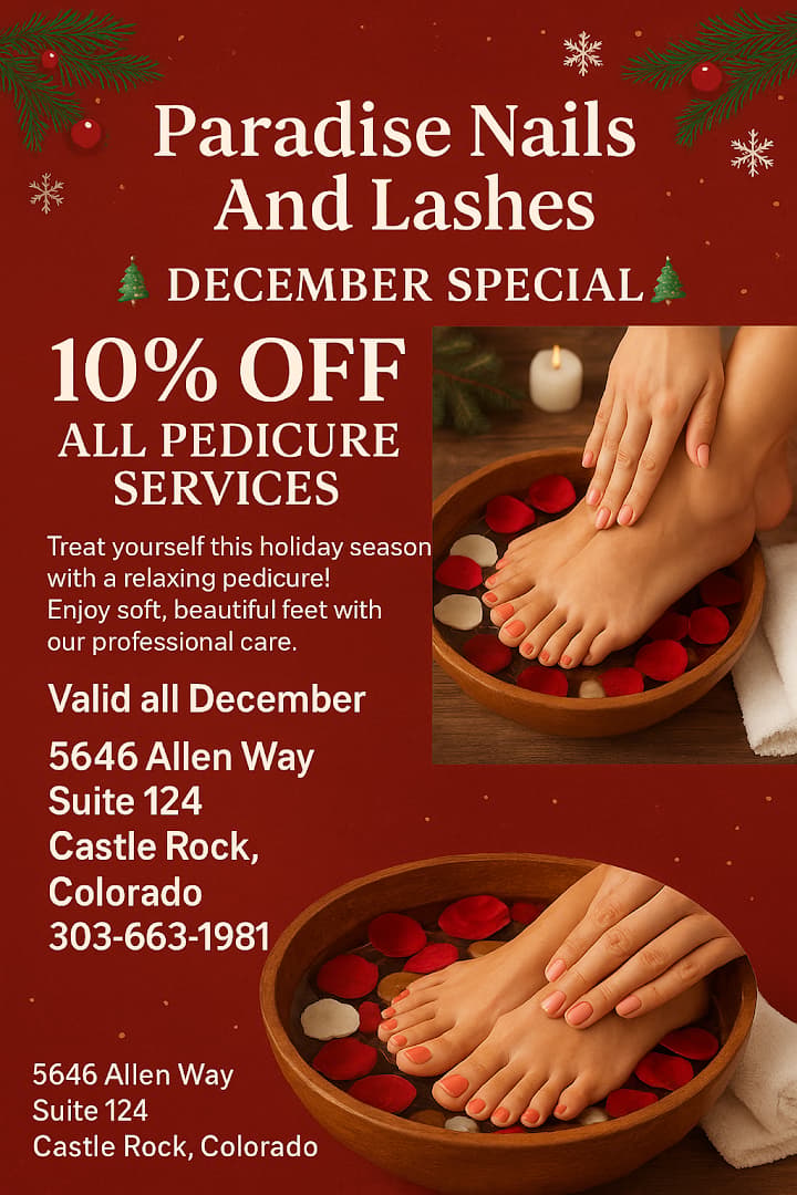 Paradise Nails And Lashes salon in Castle Rock, Colorado