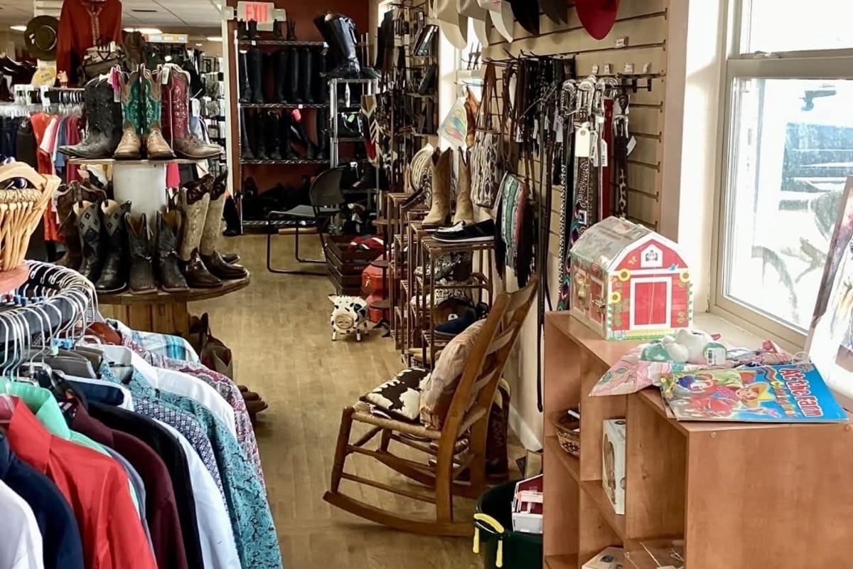 Interior view of Rusty Spur Saddle Shop
