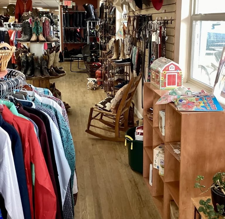 Interior view of Rusty Spur Saddle Shop