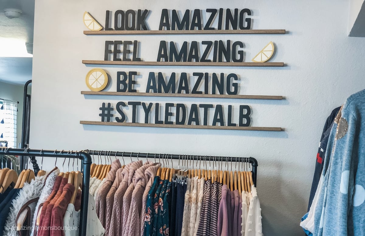 Interior view of Amazing Lemons Boutique