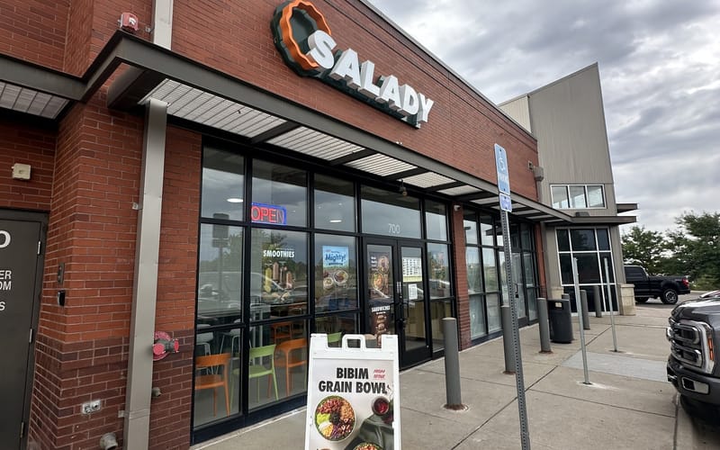 The Salady storefront at 9700 S Parker Rd in the Parker Gateway Marketplace on opening day