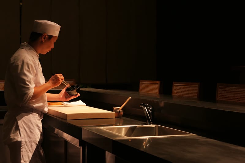 A sushi chef at the counter at Shoyu Sushi in Parker
