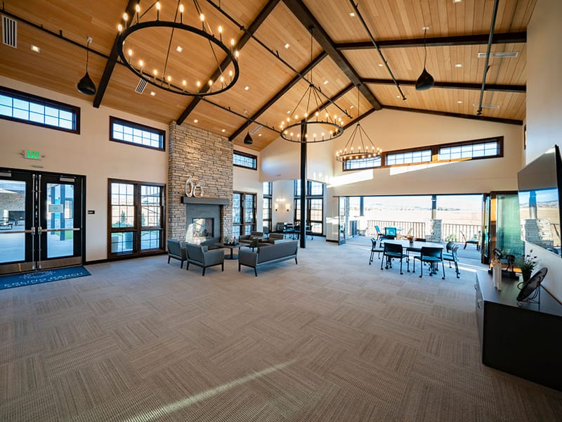 The Overlook clubhouse at Sterling Ranch — community pool and rec center managed by Sterling Ranch CAB