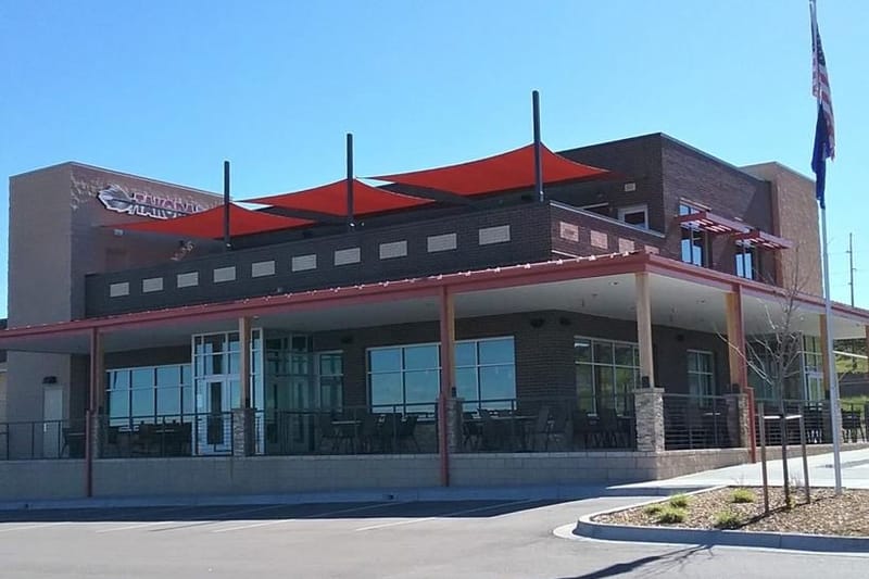 The Takoda Tavern building and patio in Parker