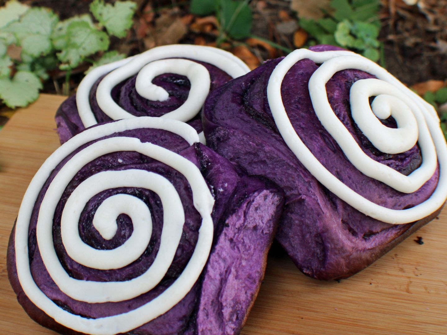 Ube cinnamon rolls at Teaology Tea Cafe in Castle Rock, Colorado
