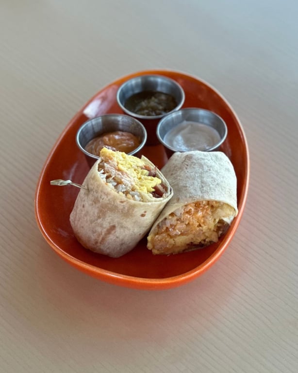 The Groove breakfast burrito with chipotle aioli at Lyric at RidgeGate in Lone Tree