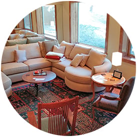 Interior view of Full Circle Larkspur