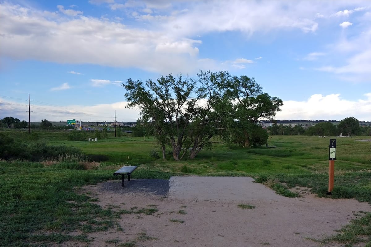 Westcreek Disc Golf Course atmosphere and seating
