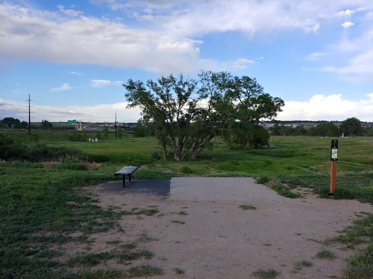 Westcreek Disc Golf Course atmosphere and seating