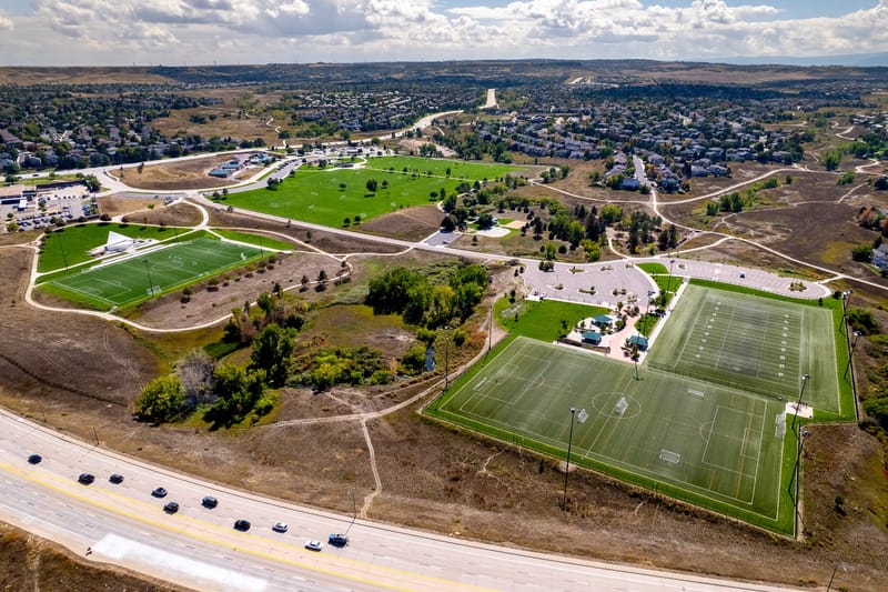 Highland Heritage Park West Fields park in Highlands Ranch, Colorado