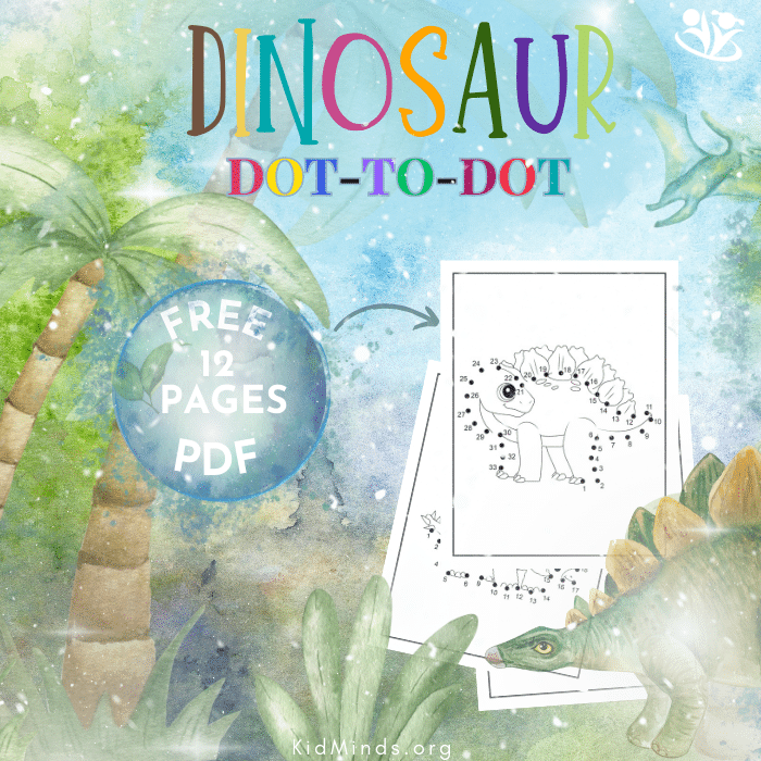 The Best Dinosaur Dot-to-Dot (Free Download) | KidMinds for Free Printable Dinosaur Dot To Dot