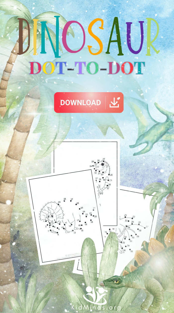 The Best Dinosaur Dot-to-Dot (Free Download) | KidMinds for Dinosaur Dot To Dot Free Printable