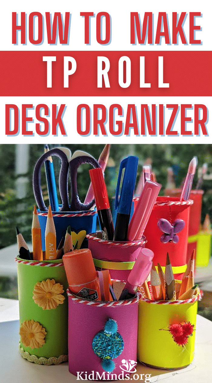 How to Make Colorful TP Roll Desk Organizer | KidMinds, image size:700x1260