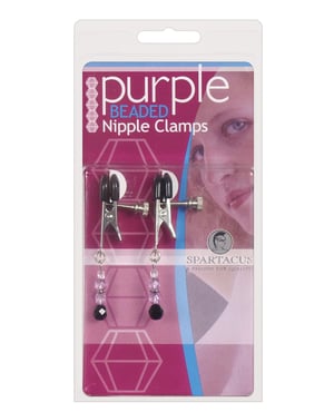 Spartacus Adjustable Broad Tip Nipple Clamps w/Purple Beads by Spartacus product image