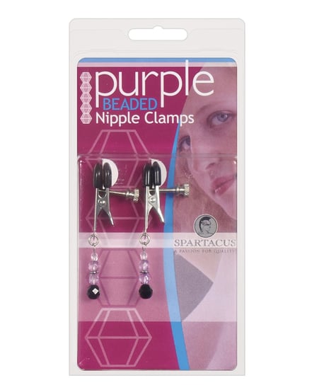 Spartacus Adjustable Broad Tip Nipple Clamps w/Purple Beads by Spartacus product image