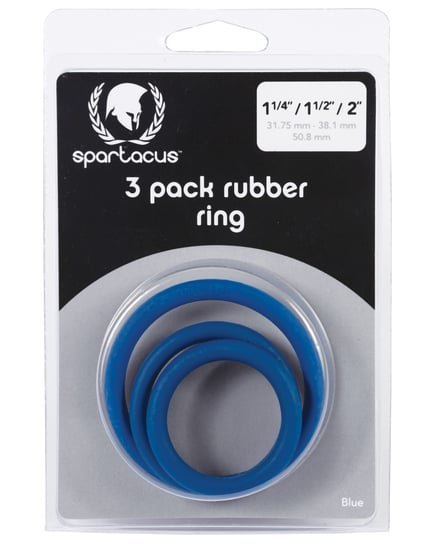 Spartacus Rubber Cock Ring Set- Blue Pack of 3 by Spartacus product image