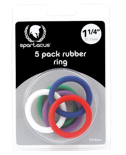 Spartacus 1.25″ Rubber Cock Ring Set – Rainbow Pack of 5 by Spartacus product image