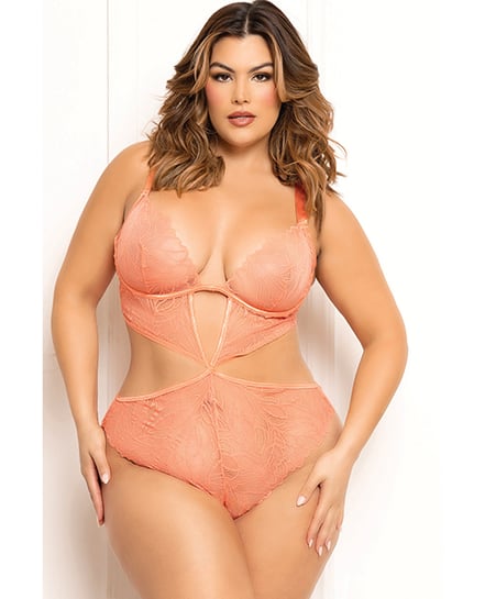 Floral Lace Underwire Teddy – Coral QN by Seven 'til Midnight product image
