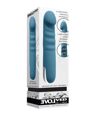 Evolved Queen of All Trades Thrusting & Rotating Vibrator – Teal by Evolved product image