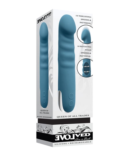 Evolved Queen of All Trades Thrusting & Rotating Vibrator – Teal by Evolved product image