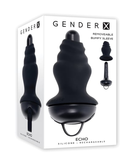 Gender X ECHO Vibrating Shaft w/Removable Silicone Sleeve – Black by Gender X product image
