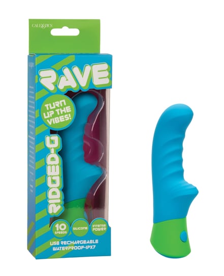 Rave Ridged-G Massager w/Rippled Shaft & Stimulator – Blue/Green by Rave product image