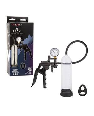 Peak Magnified Gauged Penis Pump System w/Cock & Ball Ring – Black by Peak product image