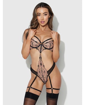 Nova Lace Teddy w/Garters – Black MD by House of Desire product image