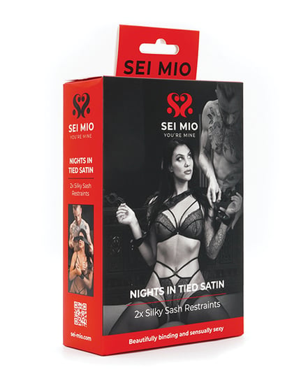 Sei Mio Nights in Tied Satin 2 X Silk Sash Restraints – Black by Sei Mio product image