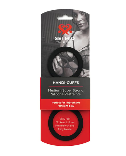 Sei Mio Handi Cuffs Super Strong Silicone Restraints – Medium, Black by Sei Mio product image