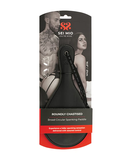 Sei Mio Roundly Chastised Broad Circular Spanking Paddle – Black by Sei Mio product image