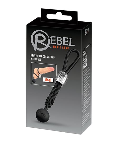 Rebel Heavy Rope Cock Lasso w/Ball – Black by Rebel product image