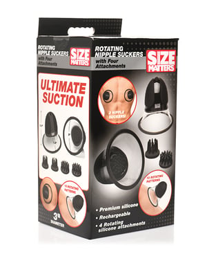 Size Matters 10X Rotating Silicone Nipple Suckers w/4 Attachments – Black by Size Matters product image