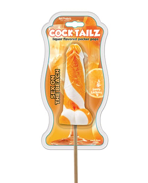 Cock Tailz Liquor Flavored Pecker Pops – Sex on the Beach Orange/White Stripe by Hott Products product image