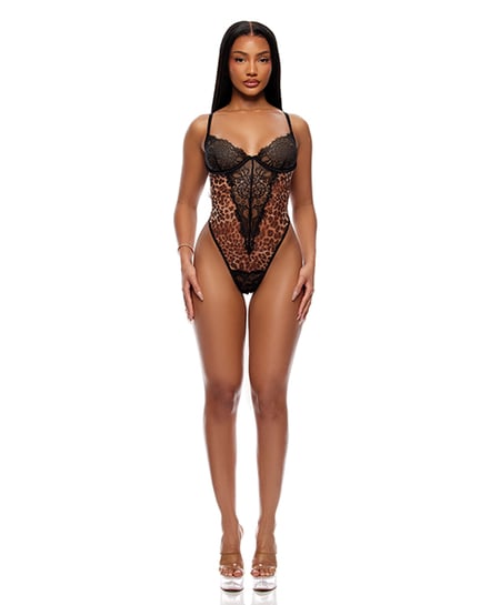 Animal Instincts Sheer Mesh and Lace Teddy – Animal XL by Forplay product image