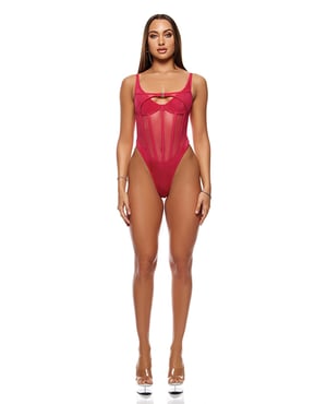Layers To This Mesh and Knit Teddy – Pink LG by Forplay product image
