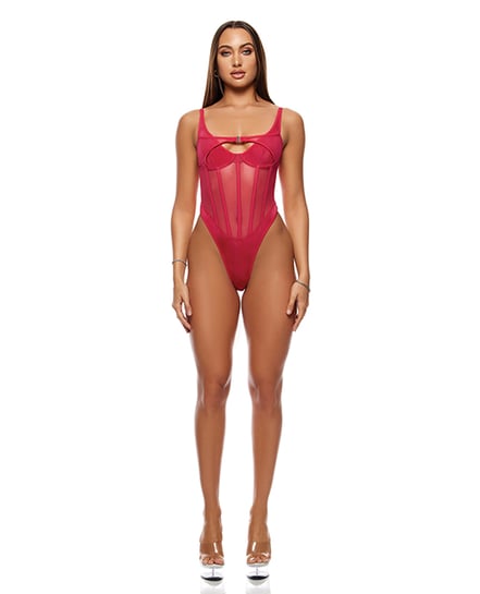 Layers To This Mesh and Knit Teddy – Pink LG by Forplay product image