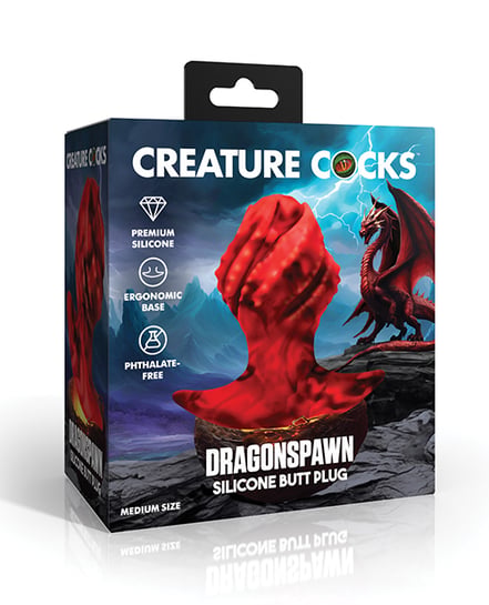 Creature Cocks Dragonspawn Silicone Butt Plug Medium – Black/Red by Creature Cocks product image