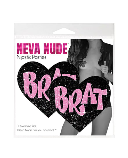 Neva Nude Brat Glitter Heart Pasties – Black/Pink O/S by Neva Nude product image